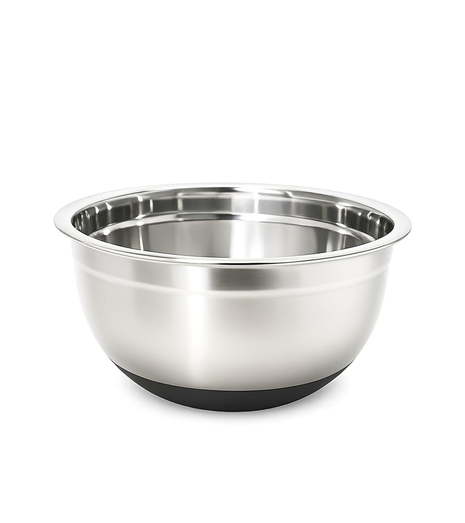 Tromso Stainless Steel Mixing Bowl 14cm/820ml Anti-Skid Professional Mixing Bowl with Black Rubber Base (Pack of 1, Silver, Black)